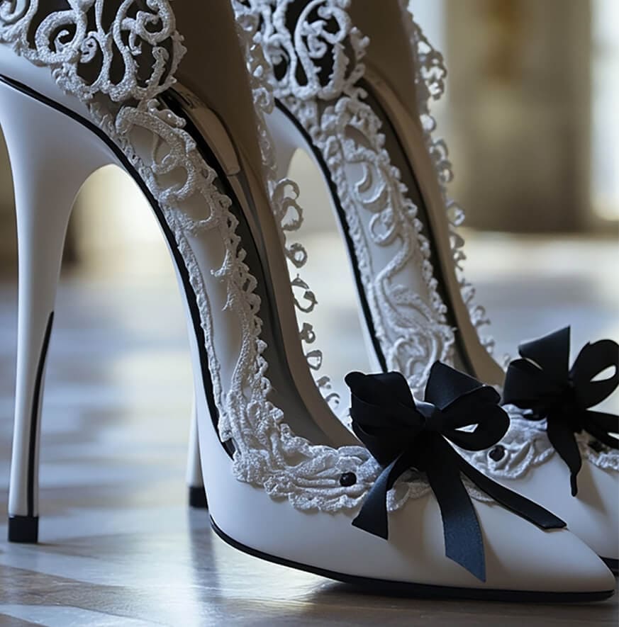 White Lace Stilettos